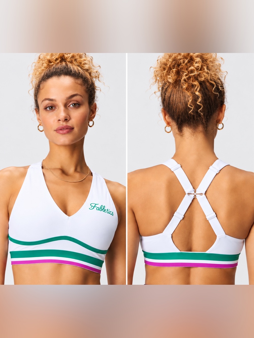 NWT *Rare* All Day Every Day Fabletics Sports Bra - White Adjustable-Crossback